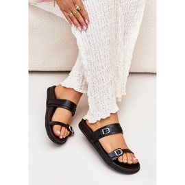 Damen-Flip-Flops mit Schnallen, Schwarz 3