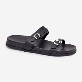 Damen-Flip-Flops mit Schnallen, Schwarz 4