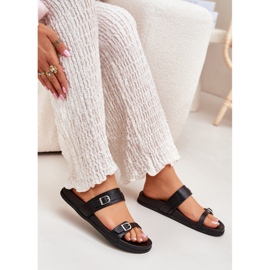 Damen-Flip-Flops mit Schnallen, Schwarz 5