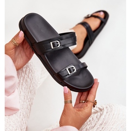 Damen-Flip-Flops mit Schnallen, Schwarz 6