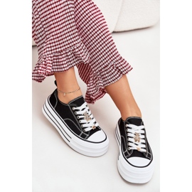 Frauen -Sneaker auf der Plattform mit goldenen Stiften schwarz 7