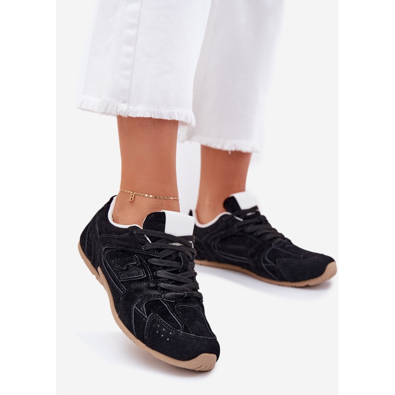 Frauen Sportschuhe mit Öko -Wildlederschwarz 1