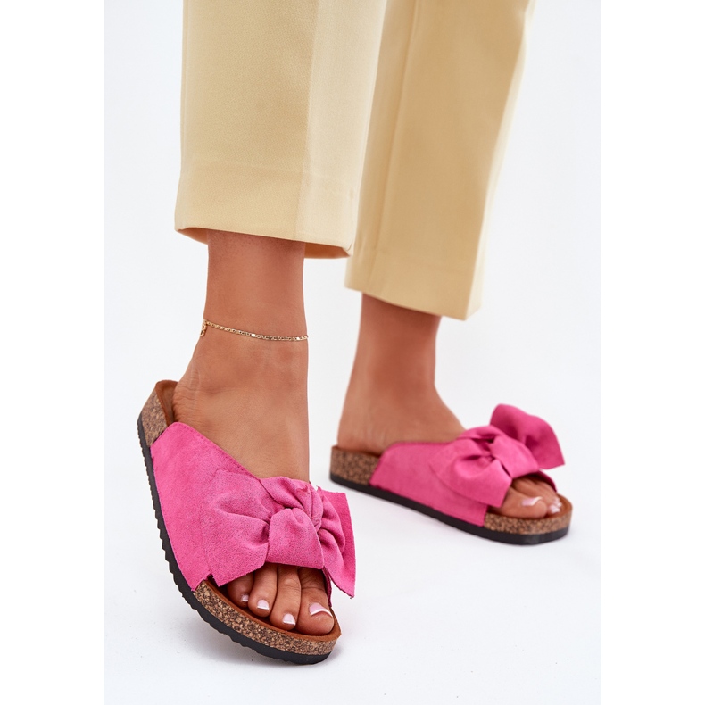 Die Flip -Flops für Frauen auf einer Korksohle mit Fuchsia rosa 2