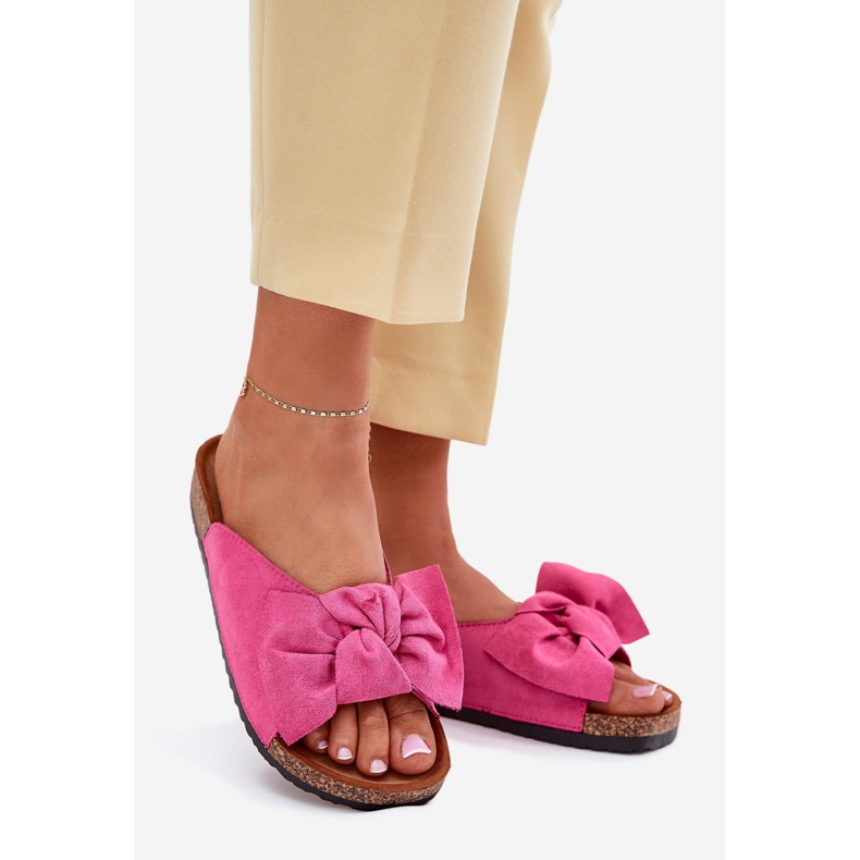Die Flip -Flops für Frauen auf einer Korksohle mit Fuchsia rosa 1