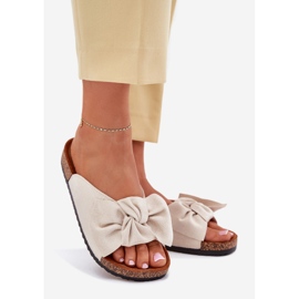 Damenflip Flops auf der Korksohle mit Beige Bogen 1