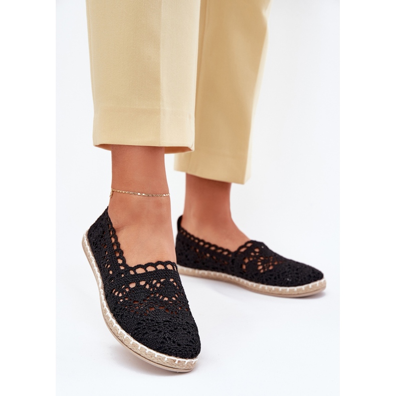 Spitze Frauen Spitze schwarz Espadrilles 2