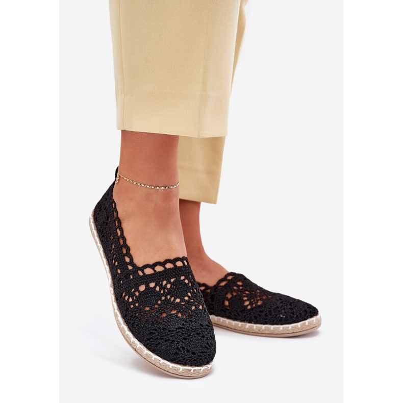Spitze Frauen Spitze schwarz Espadrilles 1