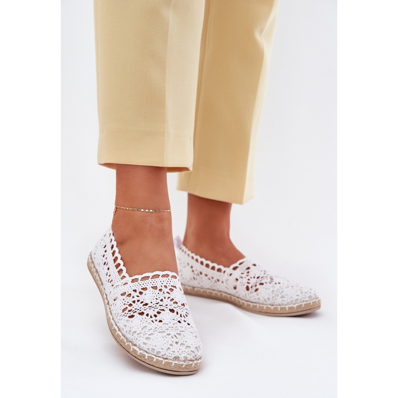 Frauenspitze weiße Espadrilles 2