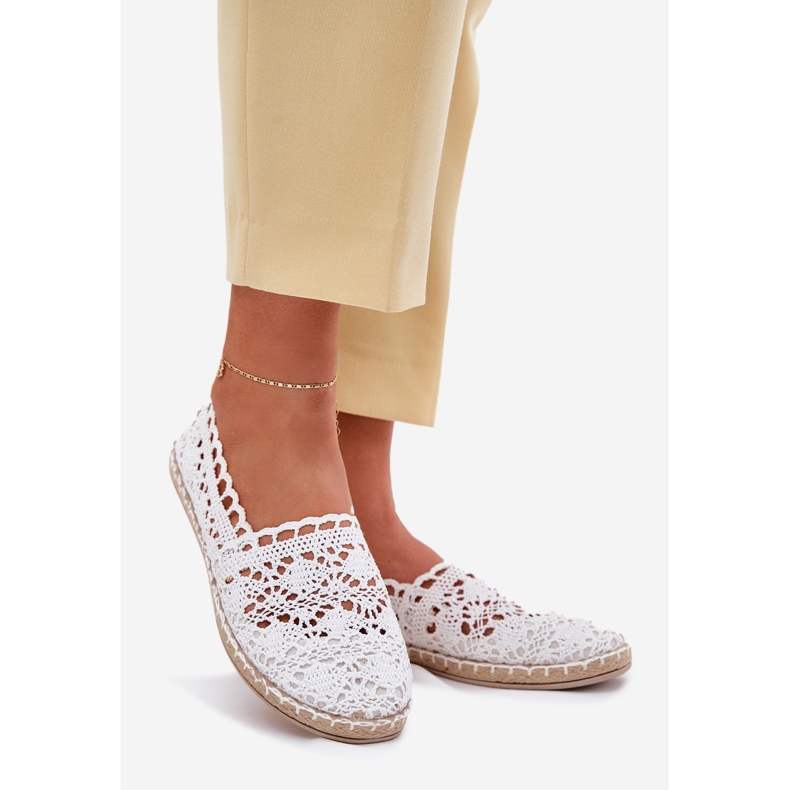 Frauenspitze weiße Espadrilles 1