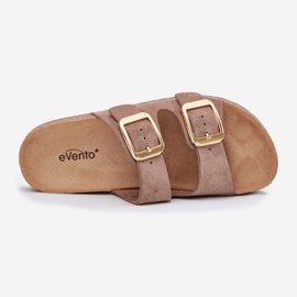Damenflip flops mit goldenen ECO Wildleder beige 2