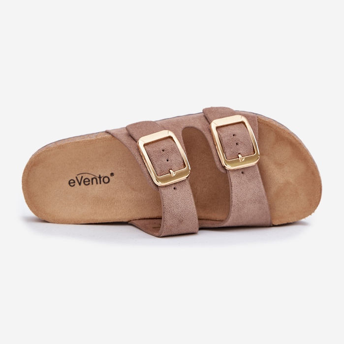 Damenflip flops mit goldenen ECO Wildleder beige 2