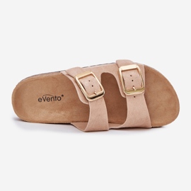 EVento Frauenflip flops mit Öko -Wildleder goldener beige Schnallen 2