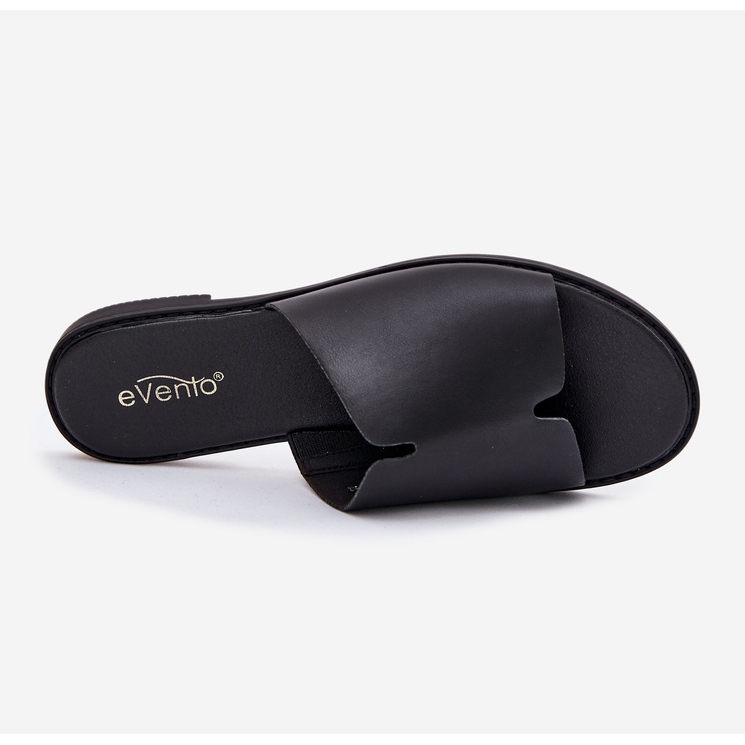 EVento Damenflip Flip Flops mit flachem Lederschwarz 2