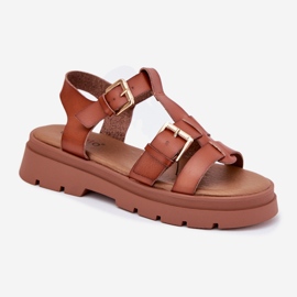 EVento Öko -Leder -Frauensandalen mit Kamelschnallen braun 4