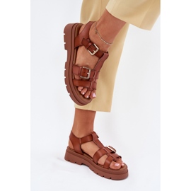 EVento Öko -Leder -Frauensandalen mit Kamelschnallen braun 6