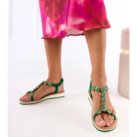 Grüne Sandalen mit Zirkonen verziert 3
