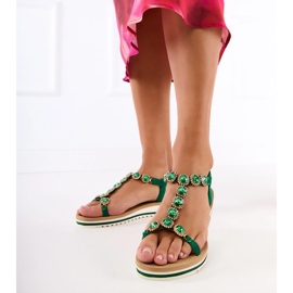 Grüne Sandalen mit Zirkonen verziert 2