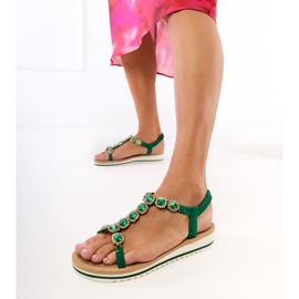 Grüne Sandalen mit Zirkonen verziert 5