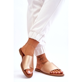 Evento Frauen um Öko-Leder goldene Flip-Flops golden 2