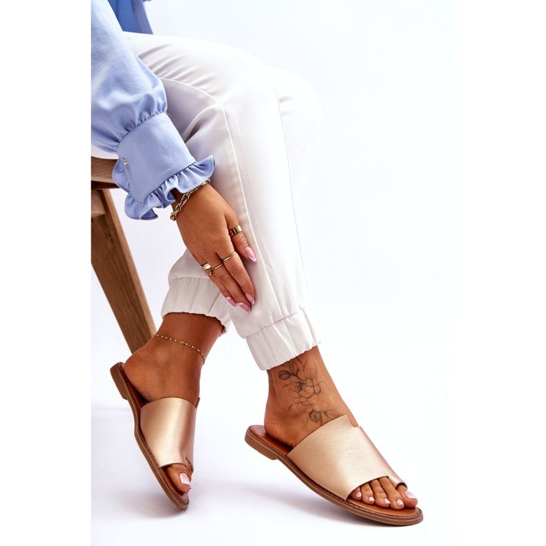 Evento Frauen um Öko-Leder goldene Flip-Flops golden 3