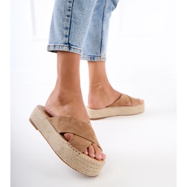 Brown Espadrilles mit Streifen auf der Plattform braun 3