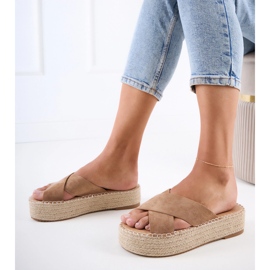 Brown Espadrilles mit Streifen auf der Plattform braun 4
