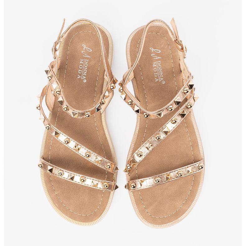 Goldene Frauensandalen mit Stollen 1