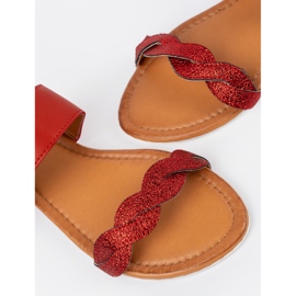 Rote flache Sandalen mit Glitzer 1
