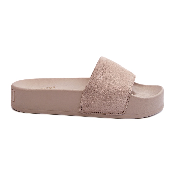 Damen-Slides aus Wildleder auf der Plattform Big Star NN274A671 Beige 1