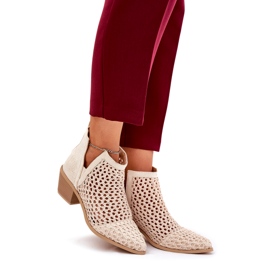 Openwork Women's High Heels mit Ausschnitten und hellen beige Zöpfen 1