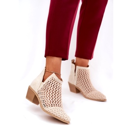 Openwork Women's High Heels mit Ausschnitten und hellen beige Zöpfen 2