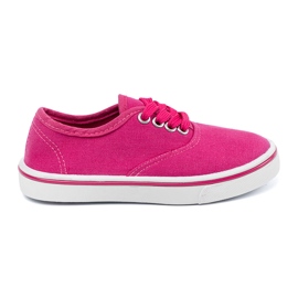 Pink Kinder -Turnschuhe mit einer weißen Sohle rosa 2