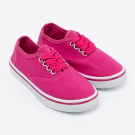 Pink Kinder -Turnschuhe mit einer weißen Sohle rosa 3