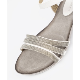 Shelvt Stilvolle Frauensandalen mit Glitzerstreifen mehrfarbig 1