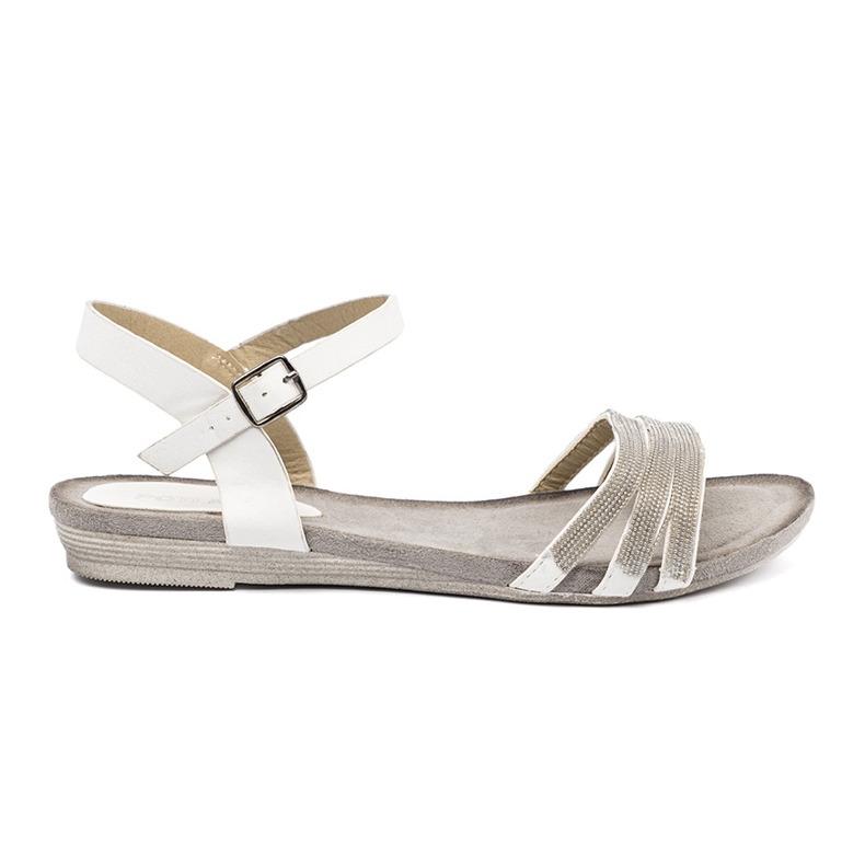 Shelvt Stilvolle Frauensandalen mit Glitzerstreifen mehrfarbig 2