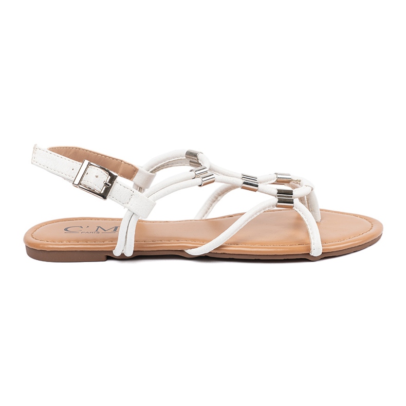 Weiße Sandalen von Flip -Flops mit Dekorationen 2