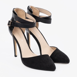 Goodin Schwarze High Heels mit einem Gürtel um den Knöchel 4
