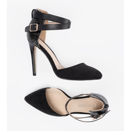 Goodin Schwarze High Heels mit einem Gürtel um den Knöchel 6