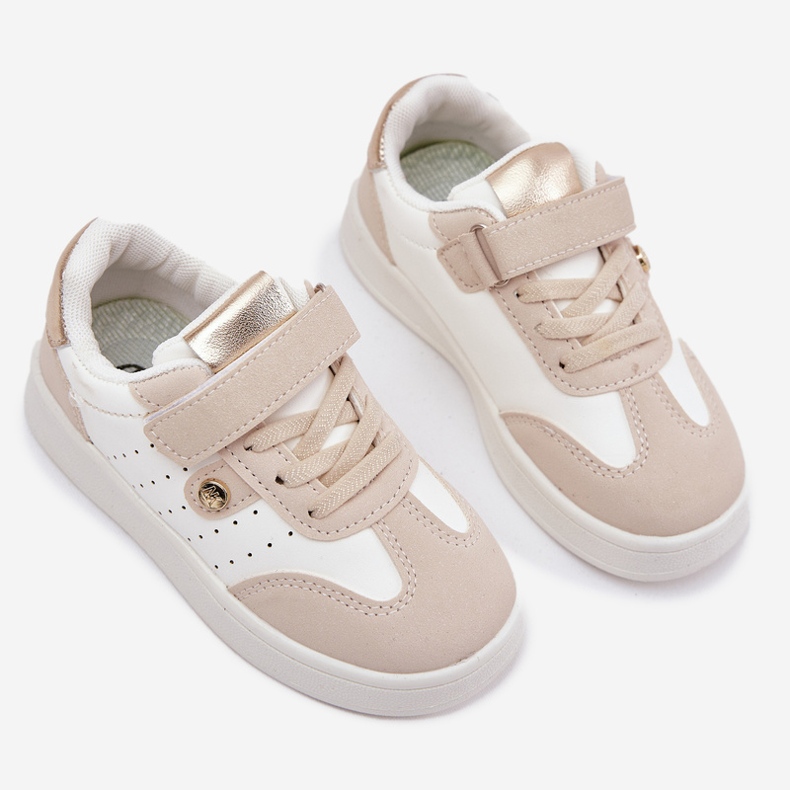 Turnschuhe Sneakers auf Klettverschluss beige 2