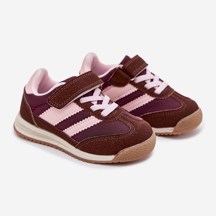 Kinder -Turnschuhe Sportschuhe für Klettverschluss braun 1