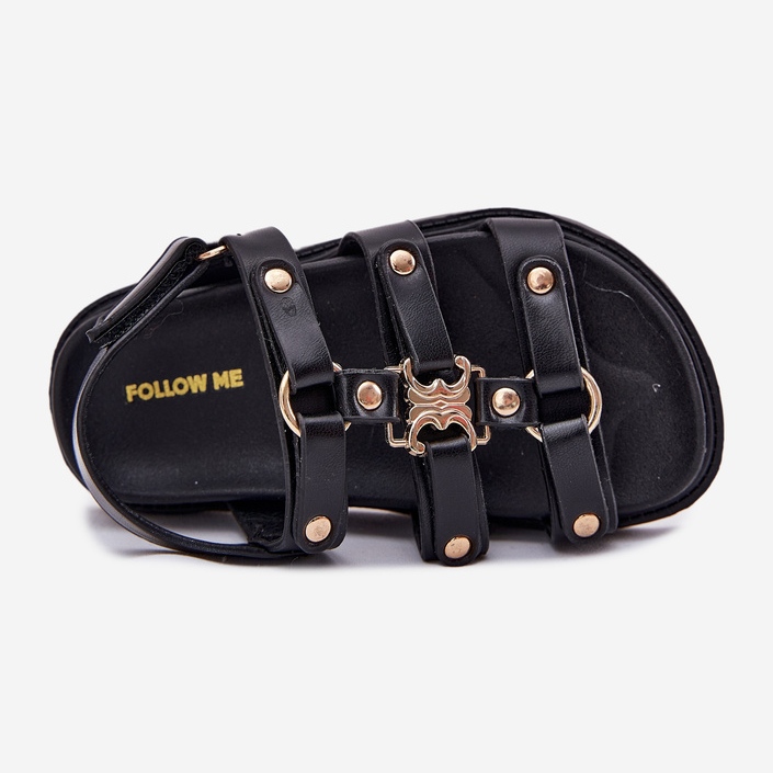 Mädchensandalen mit einem goldenen Detail schwarz 2