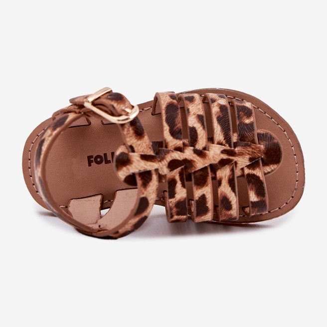 Kindersandalen mit Öko -Leder -Leopardendruck braun 2
