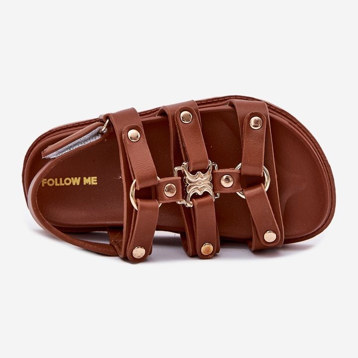 Mädchensandalen mit goldenem Detail braun 2