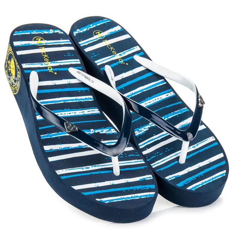 Mckeylor Gestreifte Keil-Flip-Flops blau 1