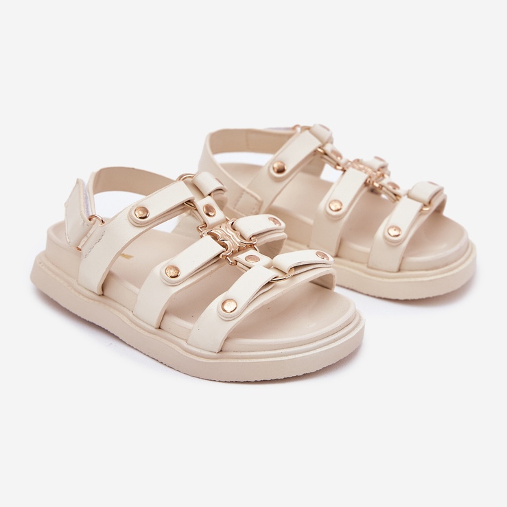 Mädchensandalen mit goldenem Detail Beige 1