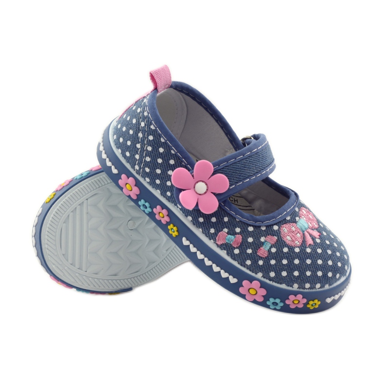 American Club Turnschuhe mit gepunkteter Innensohle aus amerikanischem Leder rosa blau weiß 3