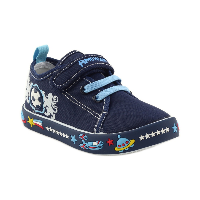 American Club Amerikanische Turnschuhe Sneakers Lederinnensohle marineblau blau weiß 1
