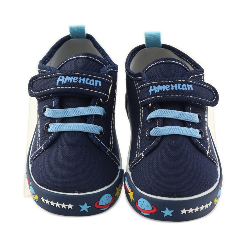 American Club Amerikanische Turnschuhe Sneakers Lederinnensohle marineblau blau weiß 4