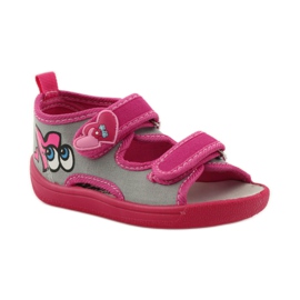 American Club Sandalen aus amerikanischem Leder mit Innensohle rosa grau 1
