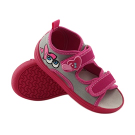 American Club Sandalen aus amerikanischem Leder mit Innensohle rosa grau 3